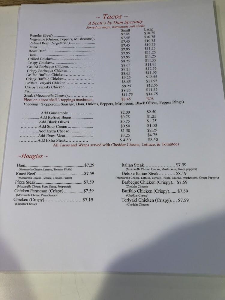 Scott's By Dam Menu image 1